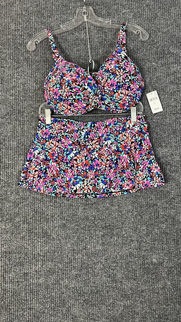 Leilani Two Piece Bathing Suit Sz 6 Bottom And Sz 12 Top Multi Color Floral